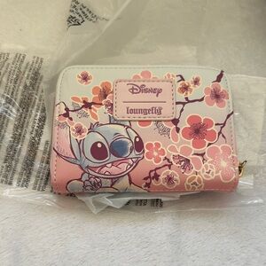 Loungefly Disney Stitch Cherry Blossom Zip Wallet - Pink, Blue